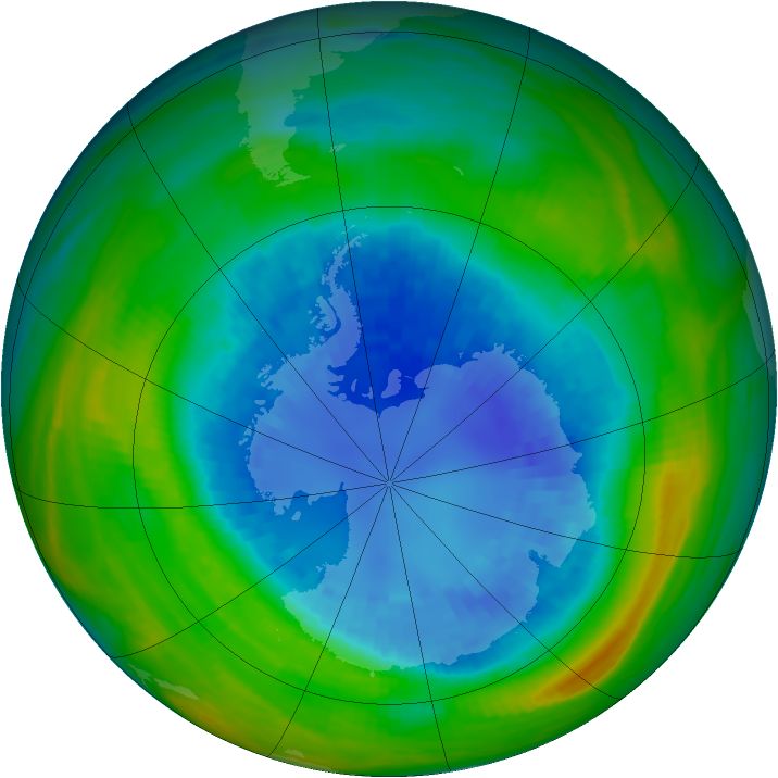 Antarctic ozone map for 03 September 1985